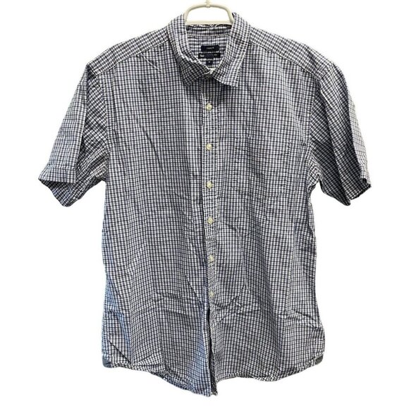 Gap Men's Classic Fit Short Sleeve Plaid Shirt XL Cotton Blue & White Checkered - Picture 1 of 4